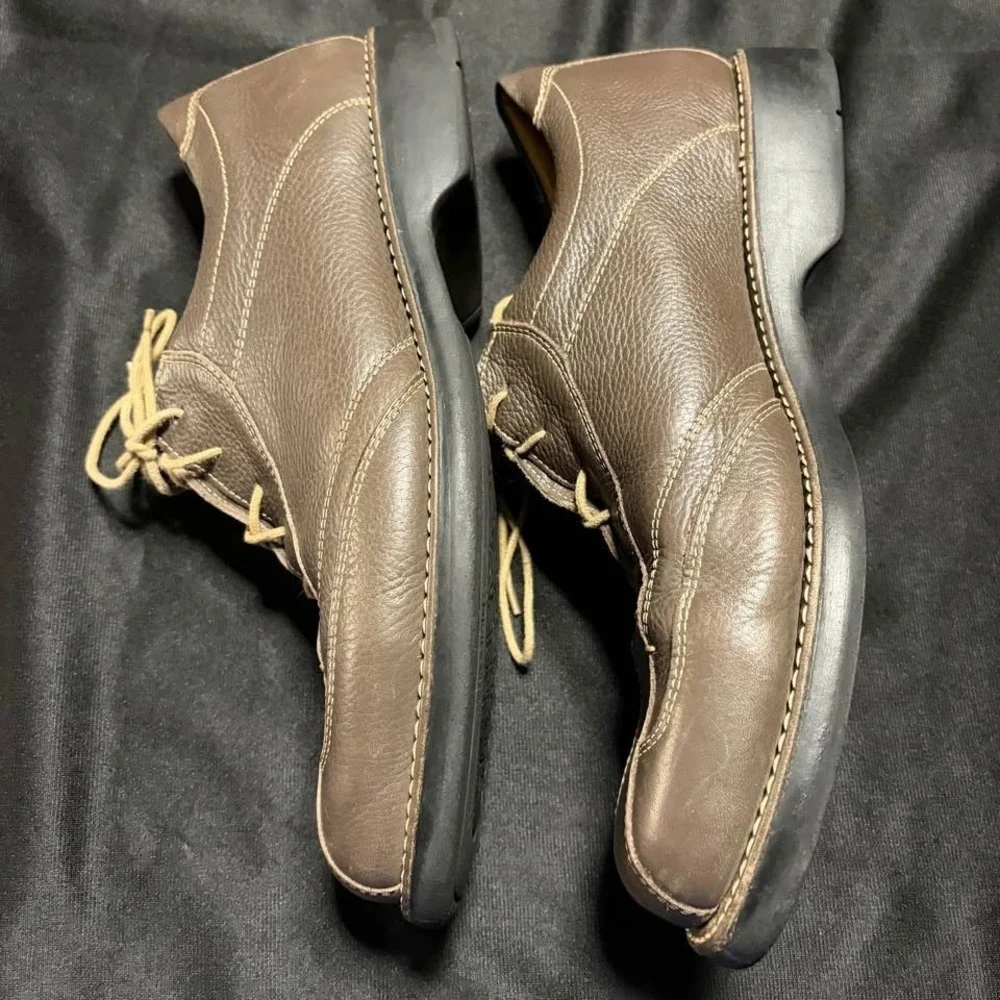 Sandro Moscoloni Brown Pebbled Leather Oxford Shoes Men's 9M Made Brazil